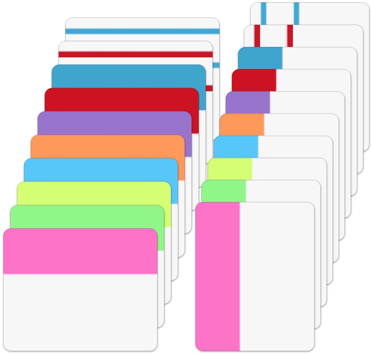 Dailygoods- Indextabs 600 Stuks - Herpositioneerbare Pagina Markeringen - Kleverige Tabbladen - Neon Kleuren - 2 Inch - 4,1 x 5,1 cm
