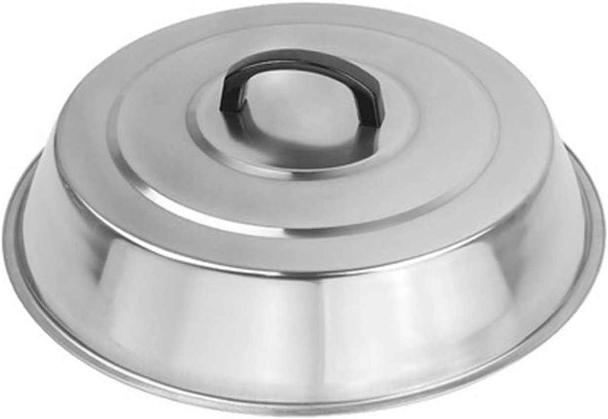 Grillplaat Koepel - Smeltkoepel Stoomdeksel - Kaas Smelten - Hittebestendig Handvat - 30 cm Diameter - Zilver