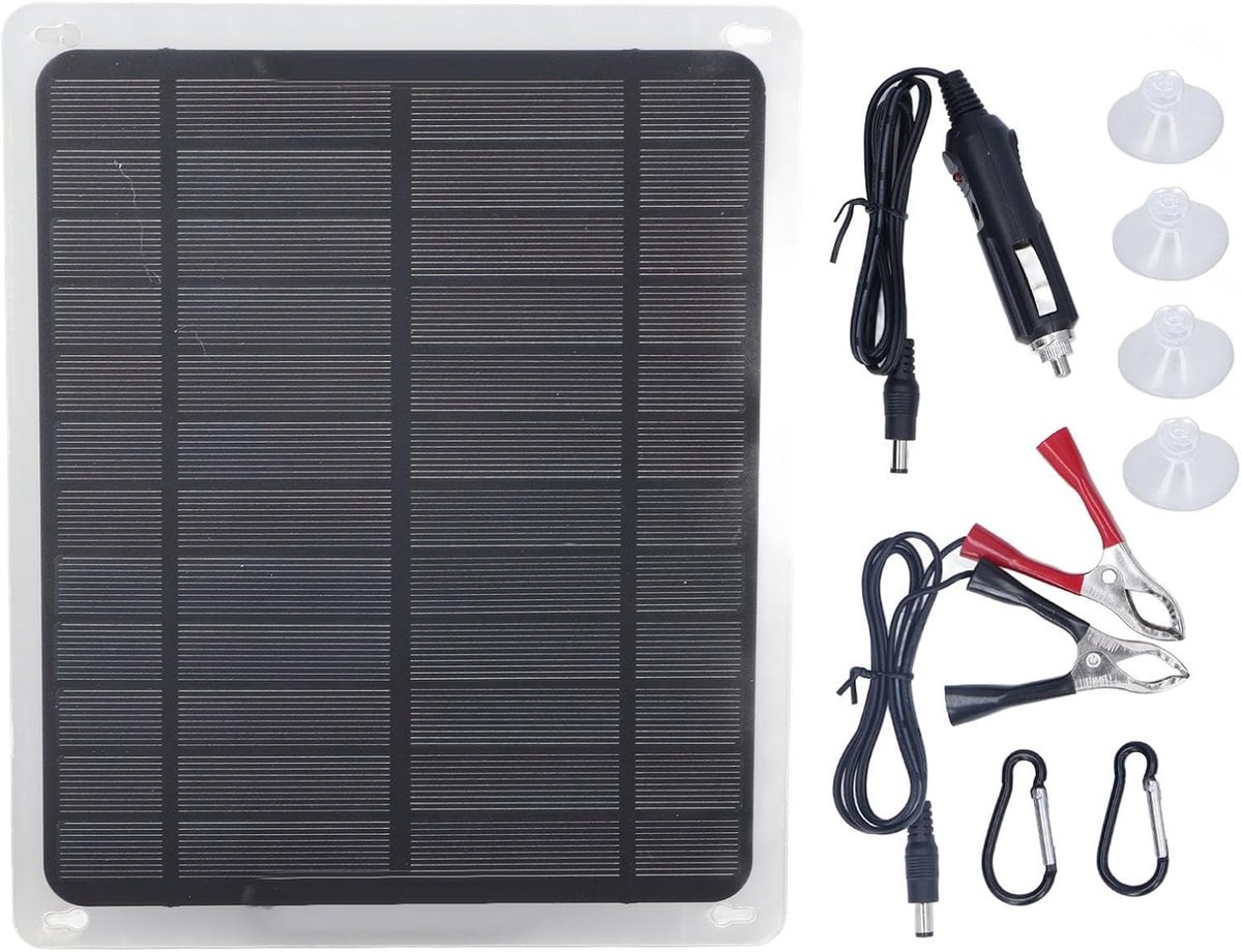 Zonnepaneel Acculader - Draagbaar Zonnepaneel - Apparaten Opladen - Flexibel en Waterdicht - 20 Watt - Zwart