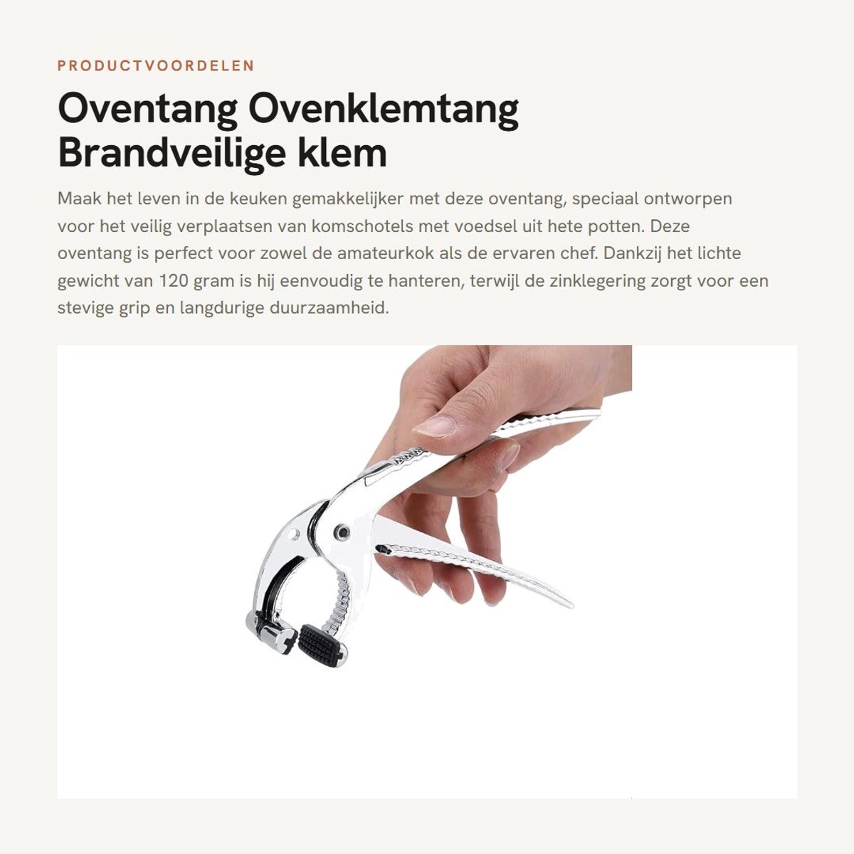 Dailygoods- Oventang van zinklegering - Keukenhulp - Brandveilige Klem - Voor het verplaatsen van voedsel - Hittebestendig - Duurzaam materiaal