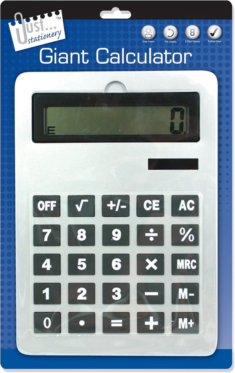 Grote Rekenmachine - Bureau Rekenmachine - Dagelijkse Berekeningen - Kantelbaar Display - A4 Formaat - Zwart