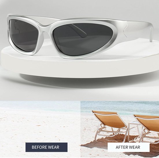 3-delige zonnebrillenset voor dames en heren: Retro Tech Fashion Surround gepolariseerde rechthoekige UV400 fietsbril van Merkloos — afbeelding 2