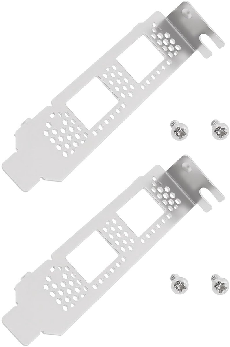 Dailygoods- Netwerkkaart Laag Profiel Beugel - PCI Express x16 - Ethernet/netwerkkaart - 2x Beugel - 4x Schroeven - Duurzaam Metaal - Netwerkinterfacekaart