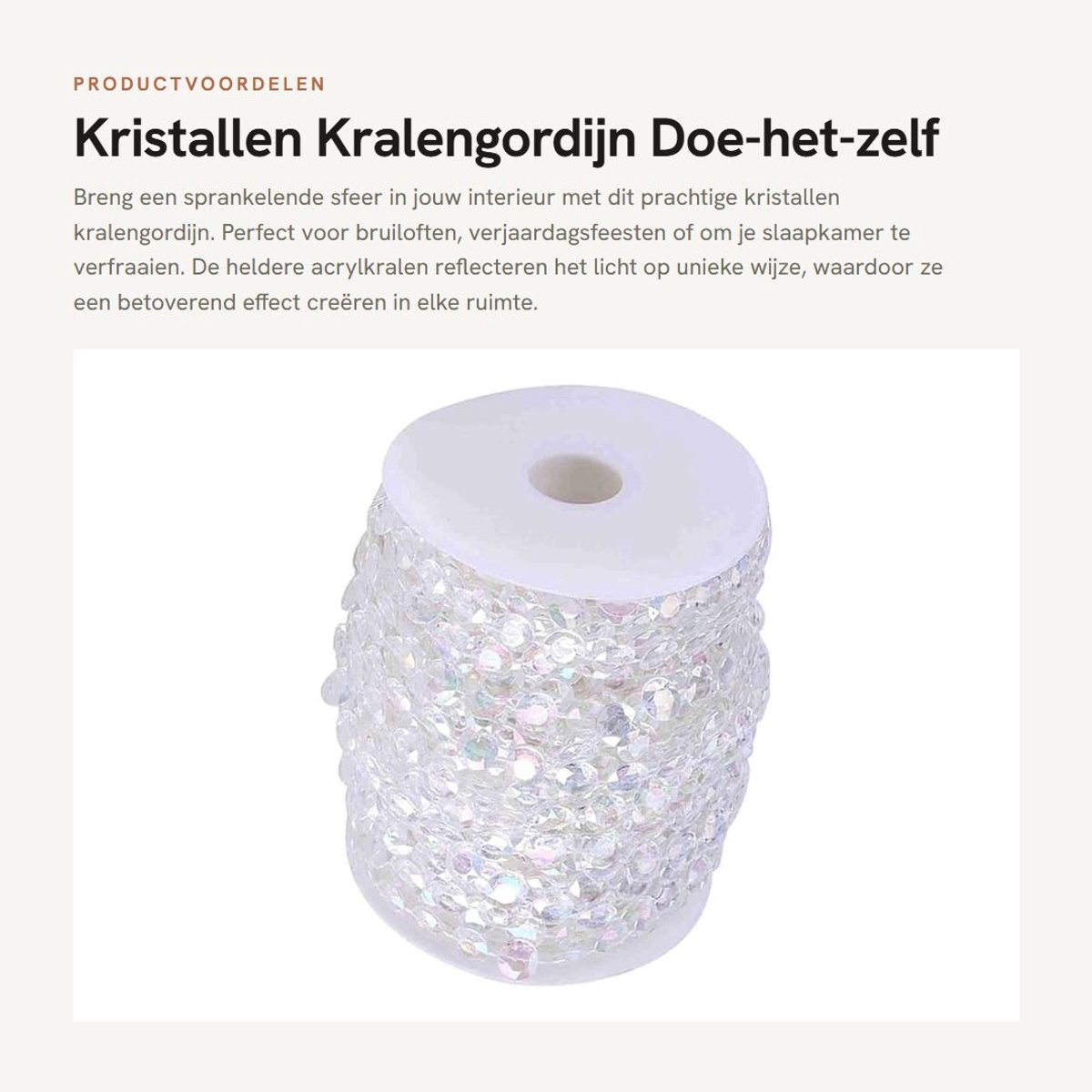 Dailygoods- Kralengordijn 30m - Acryl - Transparant - Doe-het-zelf Deurdecoratie - Bruiloft/Feest - Elegant Uiterlijk - Decoratiekralen