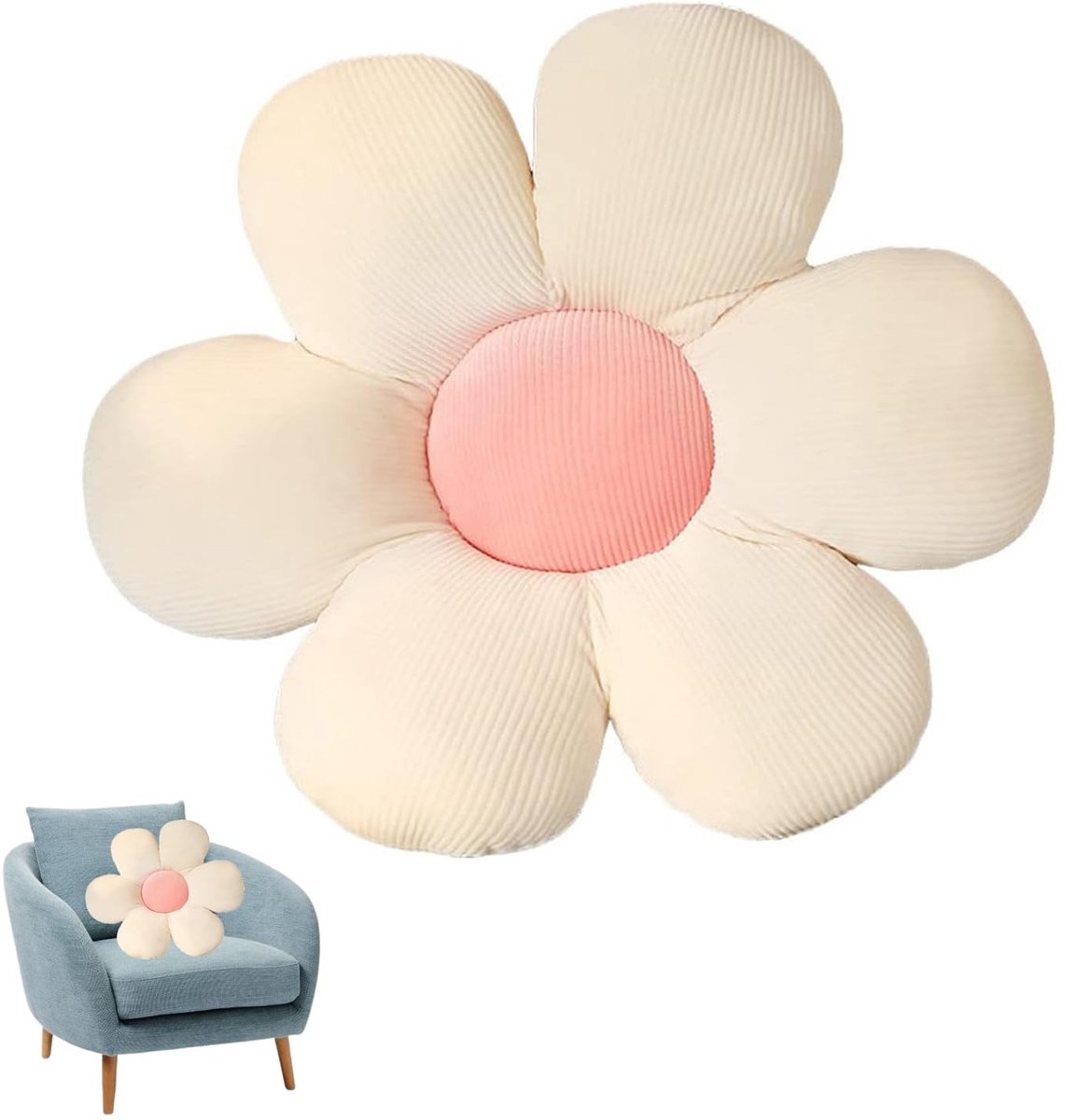 Dailygoods- Vloerkussen 40x40 cm - Pluche Bloemenkussen - Comfortabel Zitkussen - Decoratief Kussen - Cadeau voor Kinderen