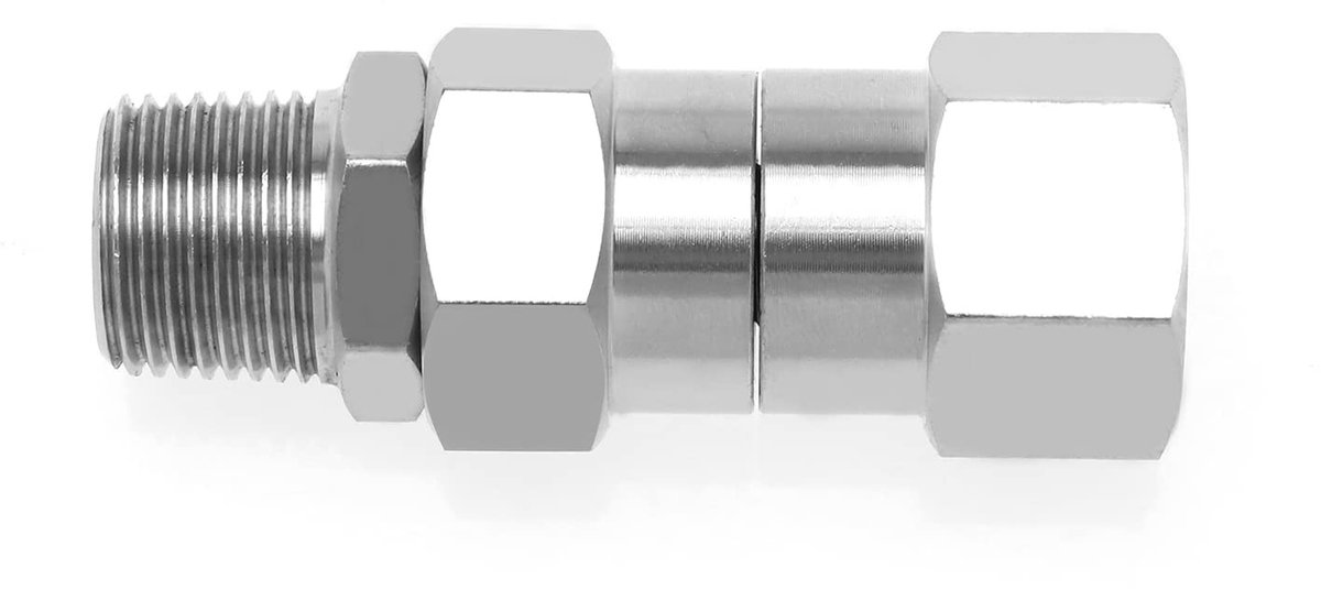 Dailygoods- Hogedrukreiniger Swivel 360 Graden Draaibaar - Metalen Beugel - Slijtvast Roestvrij Staal - Knikvrije Wartel - Eenvoudig Schoonmaken - Vermindert Slangdruk - Slangwartel