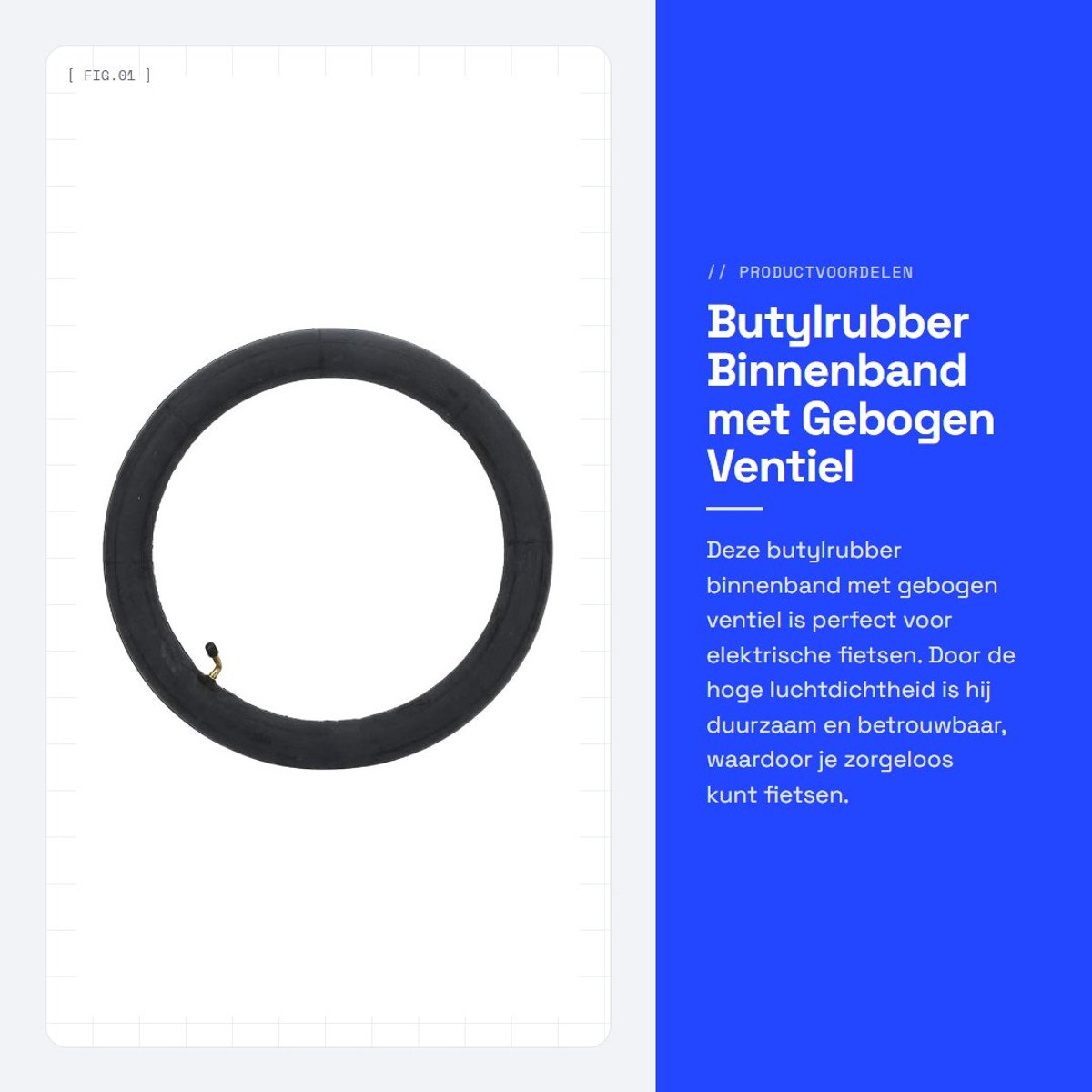 Dailygoods - Butylrubber Binnenband met Gebogen Ventiel voor E-bikes