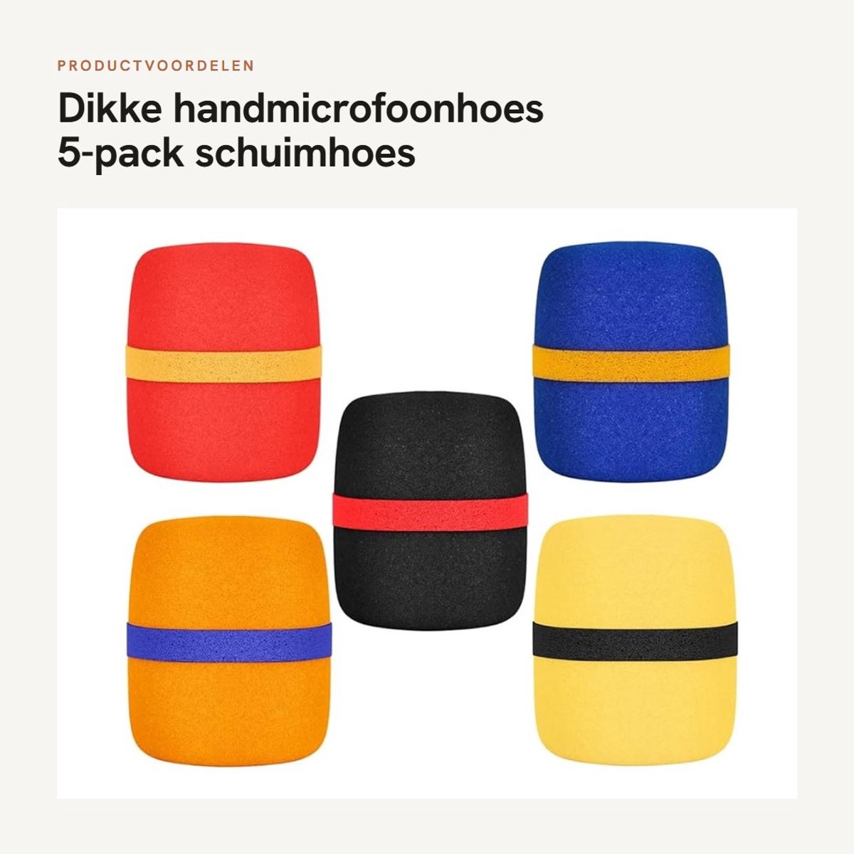 Dailygoods- Handmicrofoon Hoes 5-Pack - Sponsmicrofoonhoes - Zacht/Herbruikbaar - Bescherming tegen Stof/Vocht - 70 x 60 mm - Kalibermaat 32 mm - Microfoonhoes