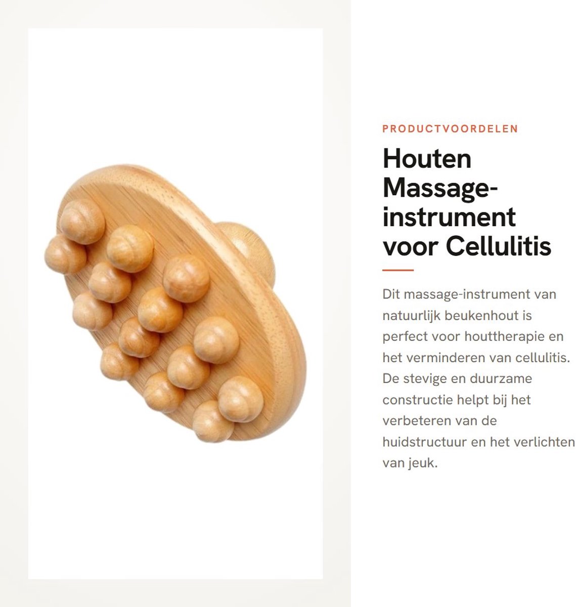 Dailygoods- Cellulitismassageroller - Massageborstel voor hoofdhuid - Houten lichaamsborstel - Houttherapie - Verlichting van jeukende huid - Natuurlijk beukenhout