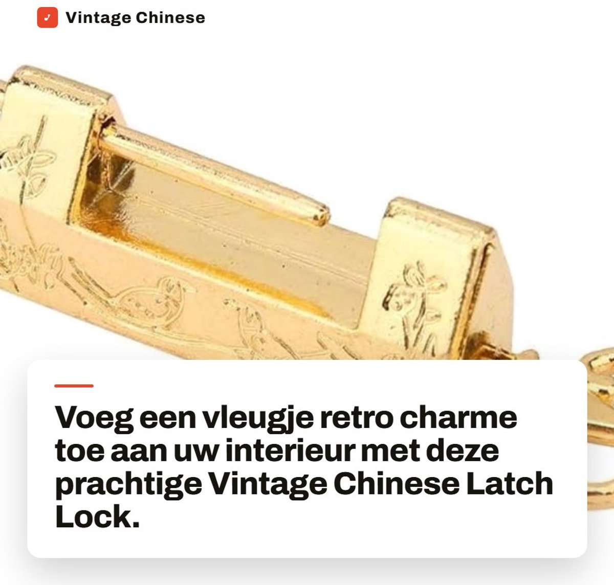 Dailygoods- Decoratieve Slot - Vintage Chinese Slot - Antieke Beugel - Retro Ontwerp - Zinklegering - Sieradenbox Beveiliging