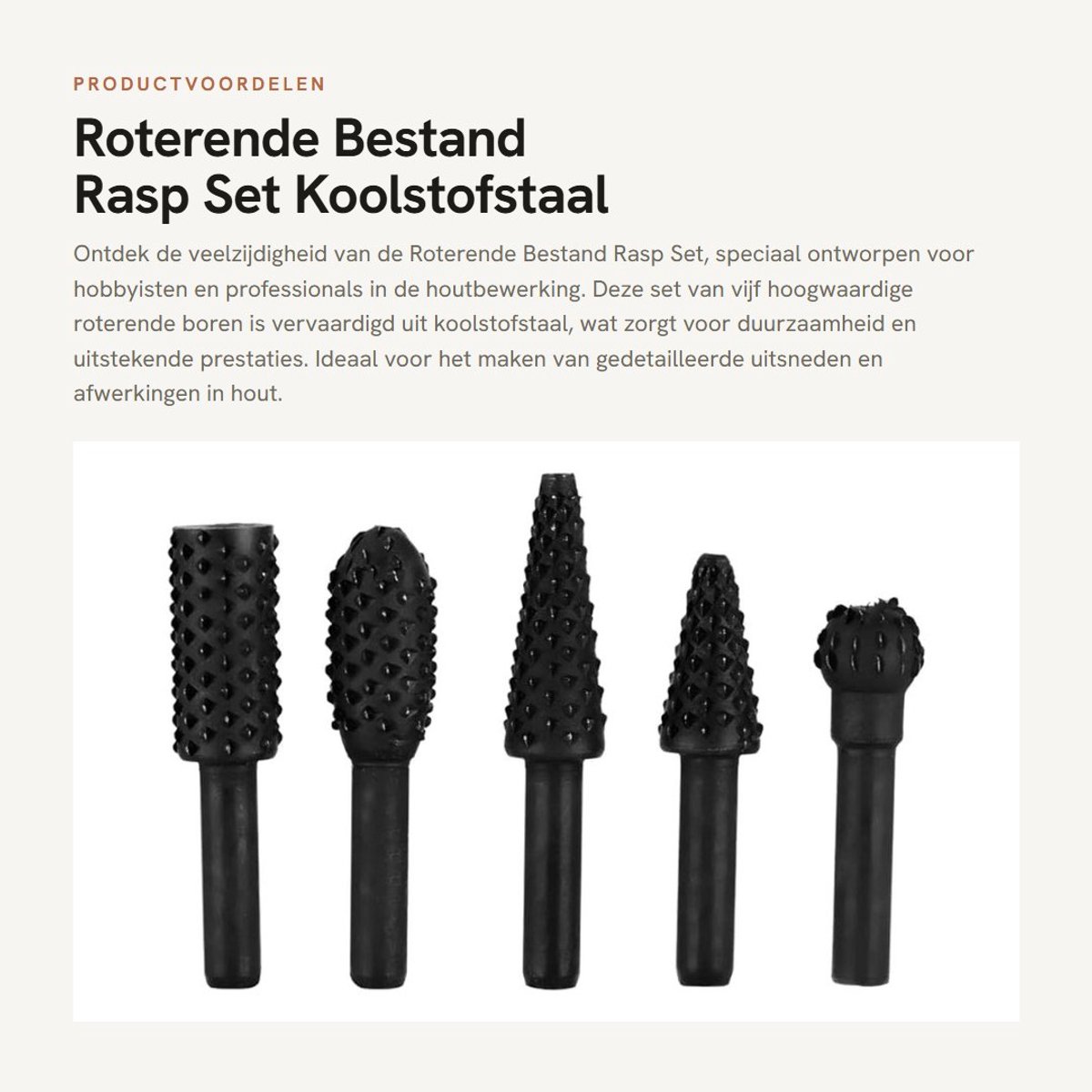 Dailygoods - Roterende Bestand Rasp Set - Koolstofstaal - Professionele Houtsnijwerk Tool - 5 Stuks - DIY Houtbewerking - 6mm Schacht