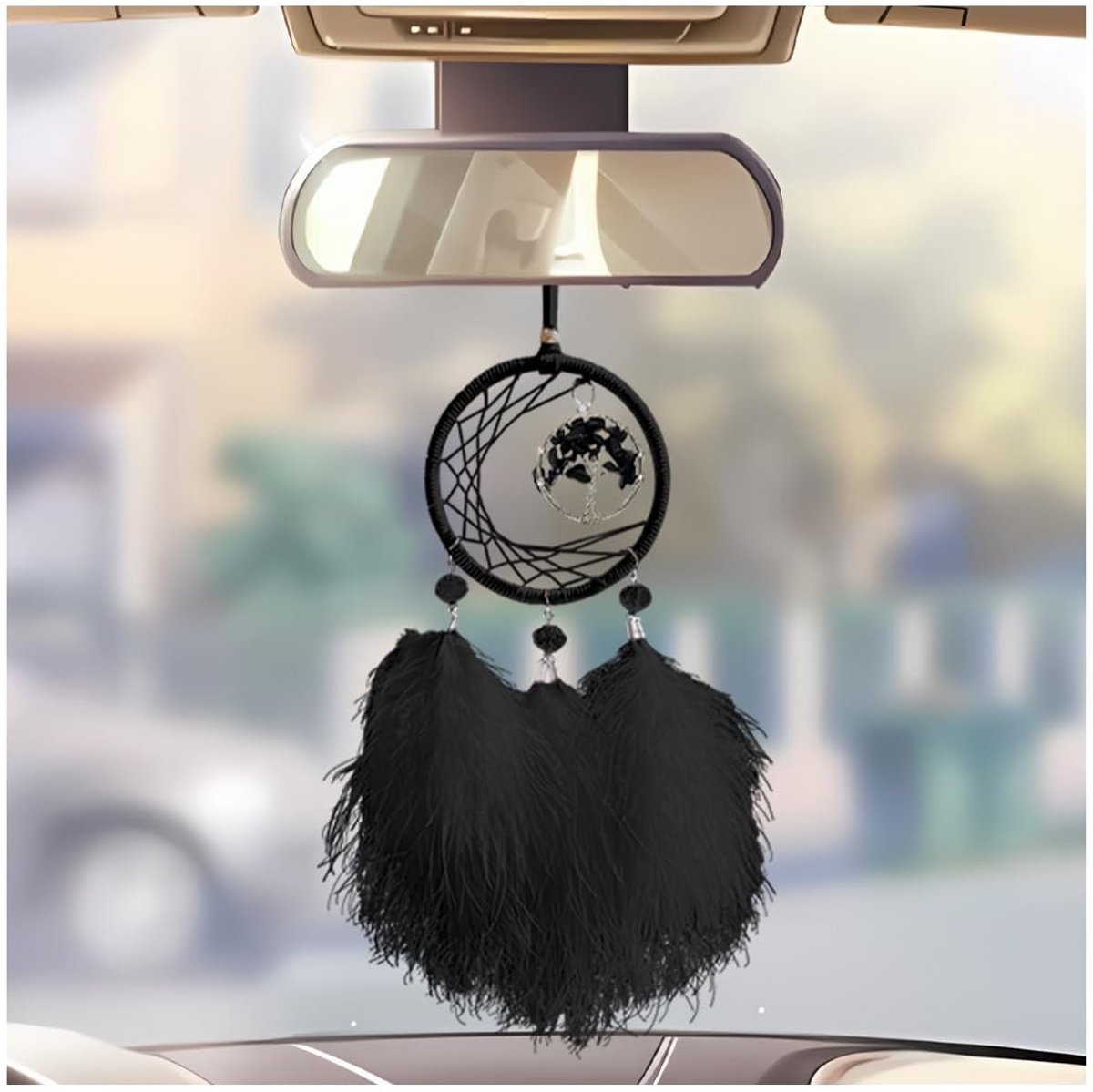 Dailygoods- Dromenvanger Ornament - Decoratie Achteruitkijkspiegel - Auto Accessoires - Roestvrij Staal - 18 cm - Universeel Gebruik