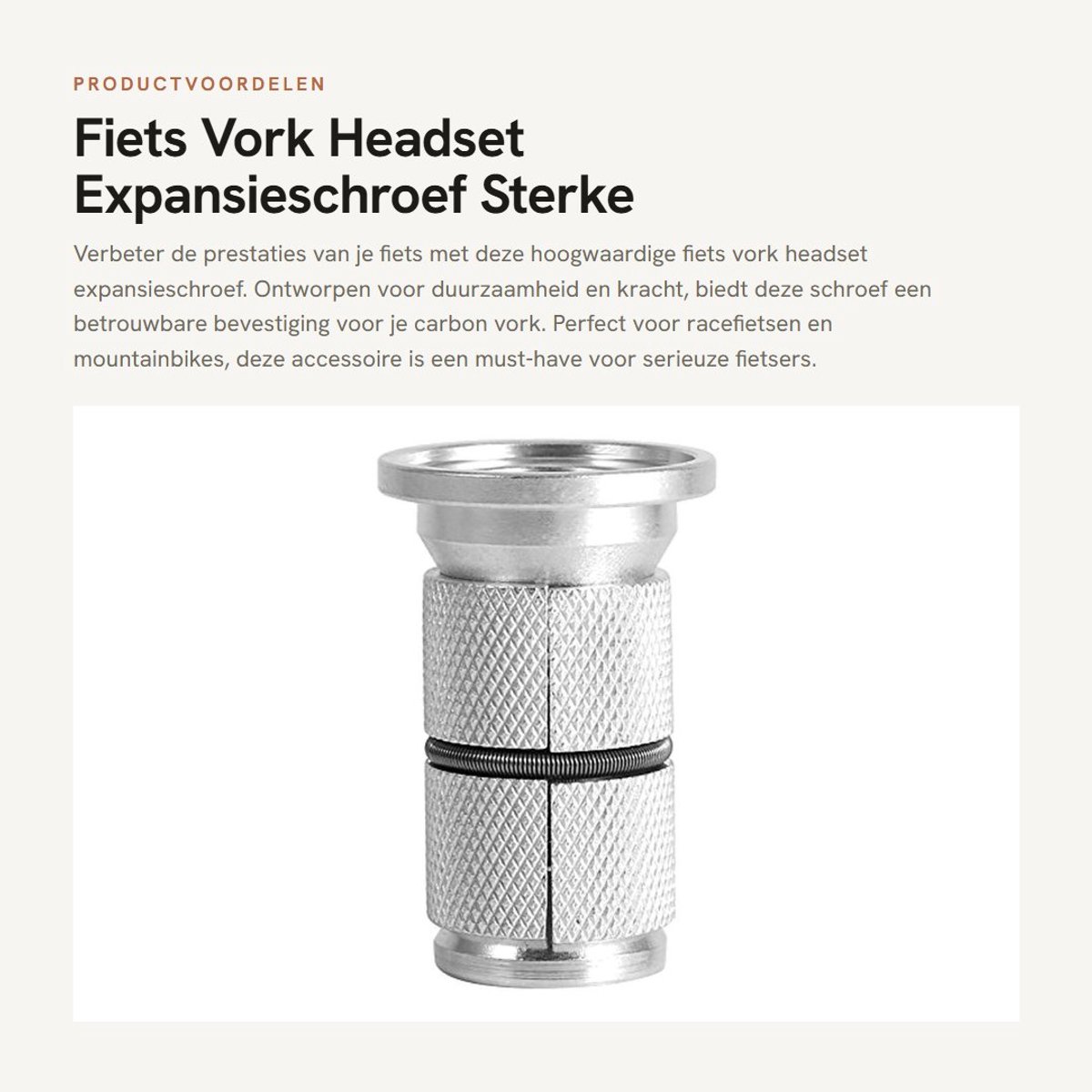 Dailygoods - Fiets Vork Headset Expansieschroef - Sterke Carbon Vork - 28,6 mm Accessoires - Duurzaam en Betrouwbaar - Voor racefiets en mountainbike
