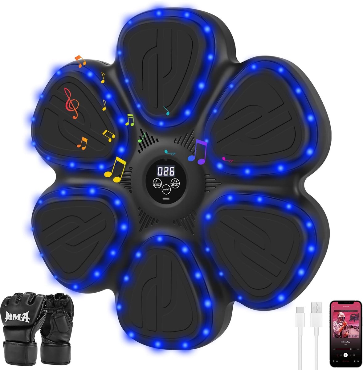 Dailygoods - Muziek Boksmachine met LED en Bokshandschoenen voor Thuis