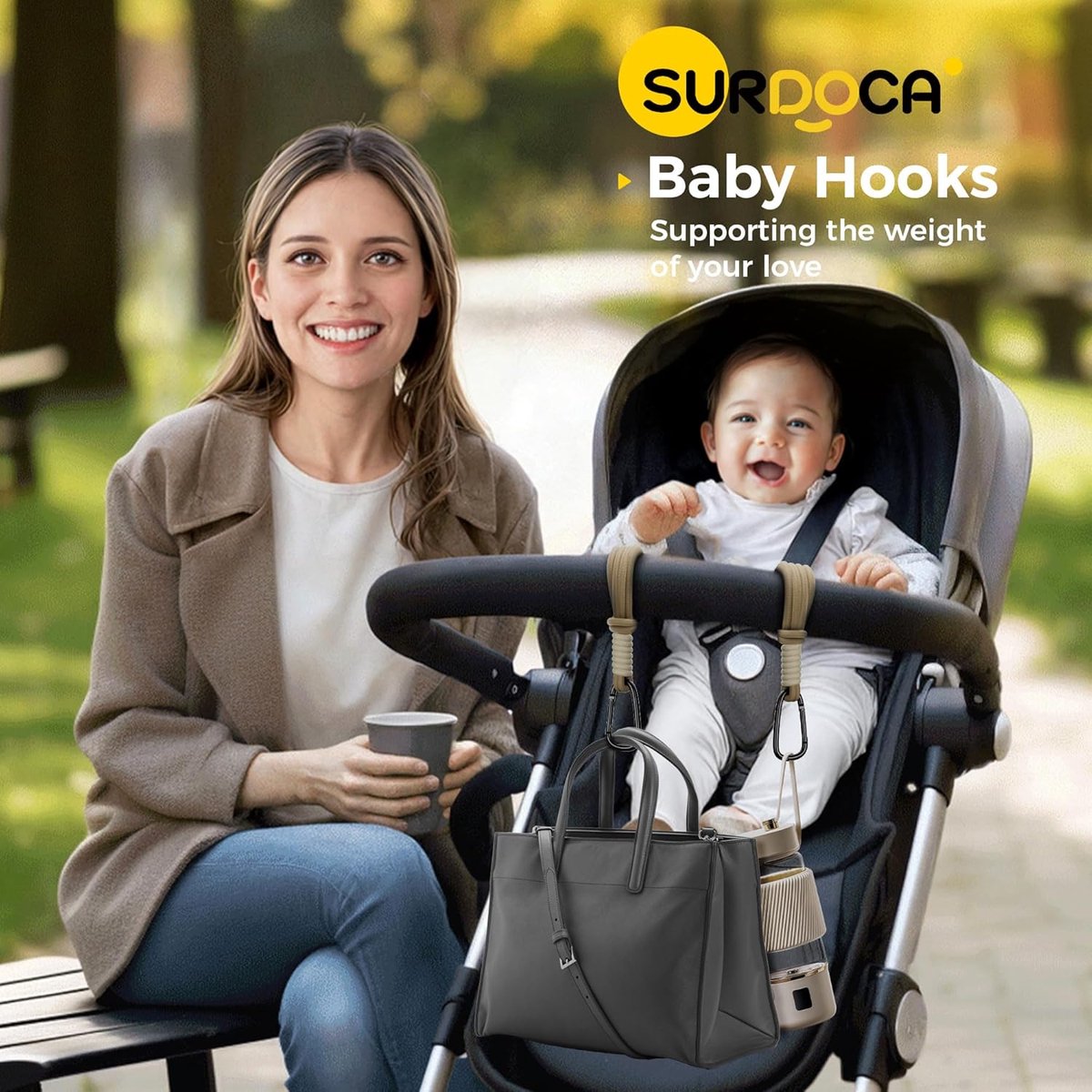Buggy Clips - Kinderwagen Haken - Spullen Meenemen - Handig Systeem - 22 cm - Geel