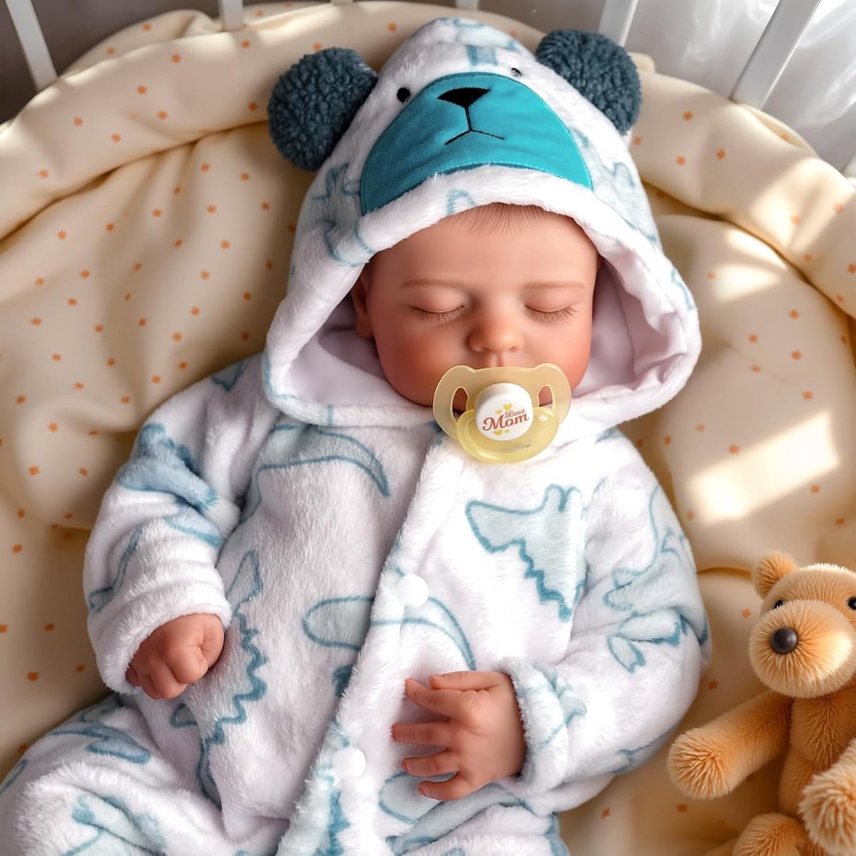 Reborn Poppen Jongen - Slapende Baby - Kind Begeleiden - Realistische Details - 20 Inch - Blauw