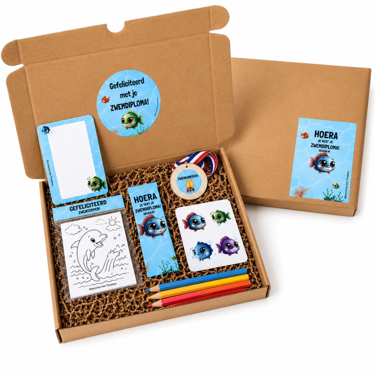 Zwemdiploma Cadeau Kind - Brievenbuscadeau Zwemdiploma A B C - Zwemkampioen Cadeaupakket
