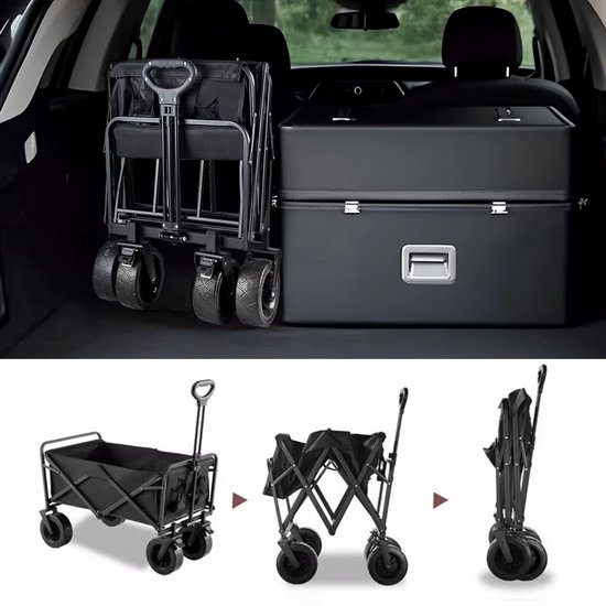 JOYNEXTBUY - Opvouwbare Tuinwagen - Afneembaar Zonnedak - Transportkar met Grote Draagcapaciteit - Inklapbare Bolderkar - Voor Kamperen, Strand, Tuin en Outdoor Gebruik - Zwart van Joynextbuy — afbeelding 5