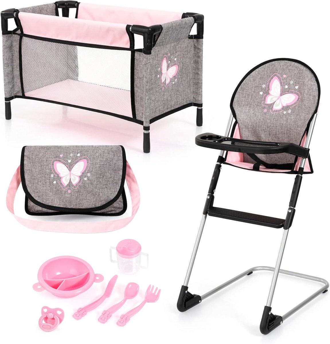Poppen Accessoires Set - Poppen Speelgoed - Rollenspel met Poppen - Inclusief Stoel Bed - Tot 42 cm