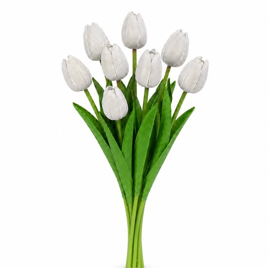 Foto: Purepeak nep tulpen boeket 8 stuks kunstbloemen nepbloemen voor binnen en buiten wit