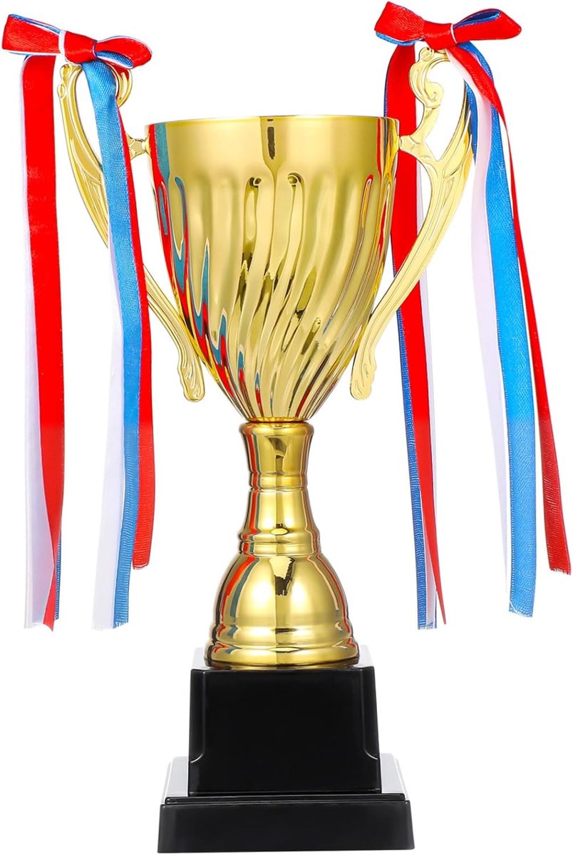 Gouden Prijzen Beker - Winnaars Trofee - Feestelijke Beloning - Gepersonaliseerde Basis - 24.5 cm Hoog - Goudkleurig