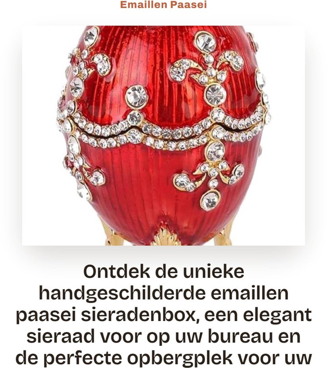 Dailygoods- Sieradenbox Uniek - Juwelenkistje - Eieren Doosje - Decoratie - Opbergdoos - Hoogwaardige Metaal - 5 x 9.5 cm - Juwelendoos