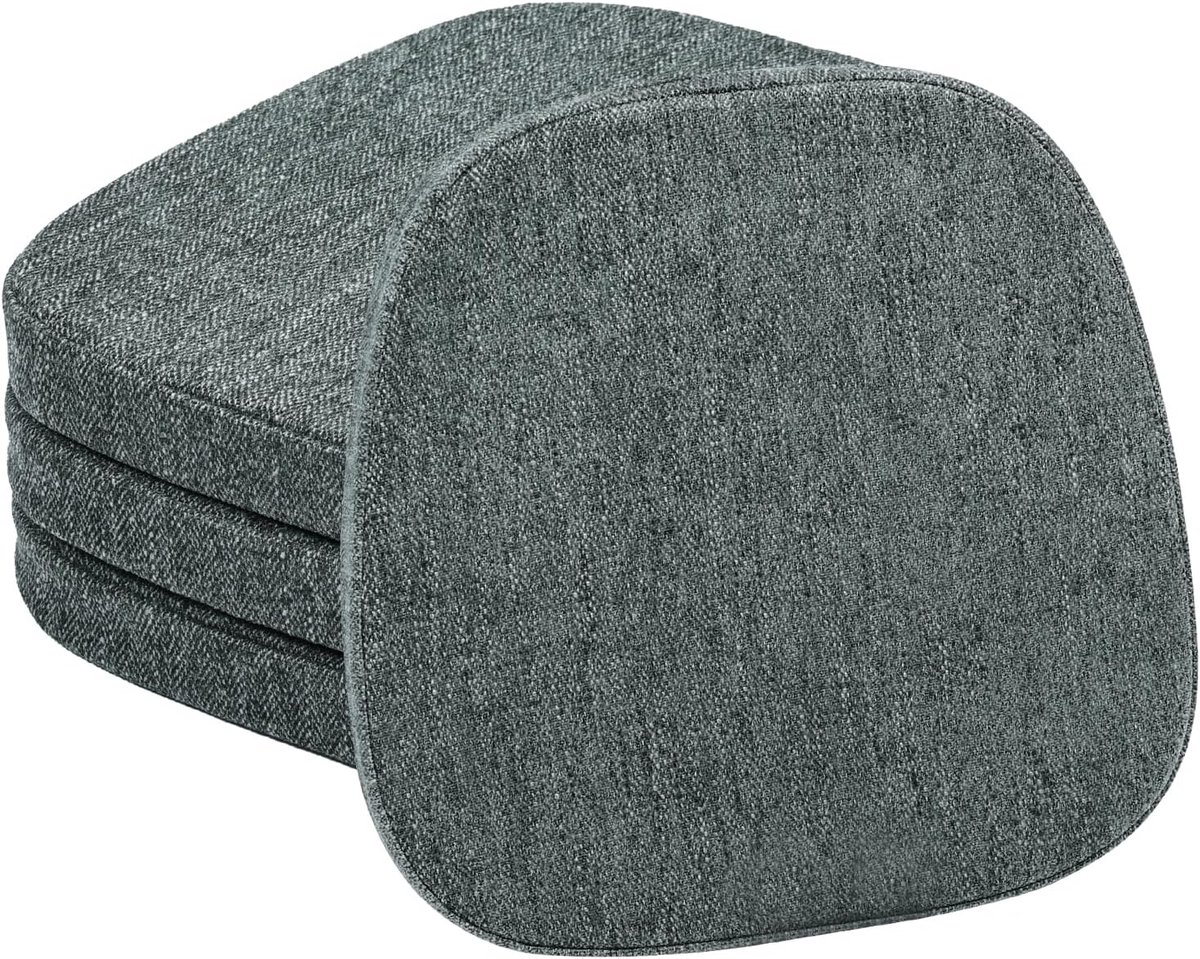 Set van 4 Antislip Stoelkussens - Machinewasbare Eetkamerstoelkussens (Donkergrijs, 35,6 x 35,6 x 3,8 cm)