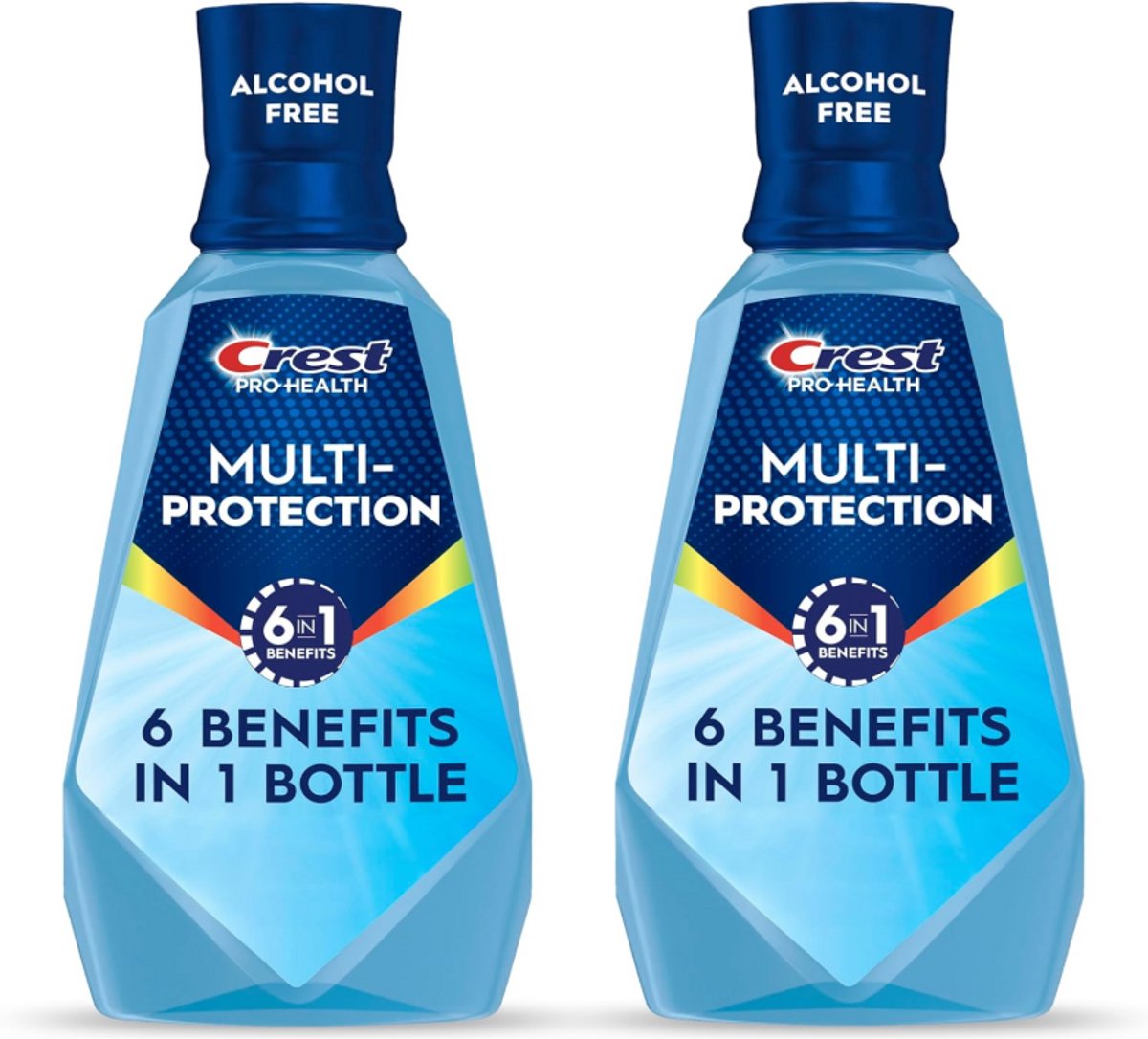 Crest Pro Health Mondwater Multi-Protection 2 x 1L – Alcoholvrij Mondspoelmiddel met Fluoride – Bescherming tegen Gaatjes, Slechte Adem & Tandglazuurherstel