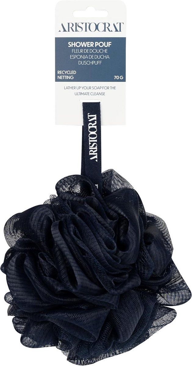 Douche Poef - Bad Spons - Huid Reinigen - Dierproefvrij Veganistisch - 13 x 13 x 27 cm - Blauw