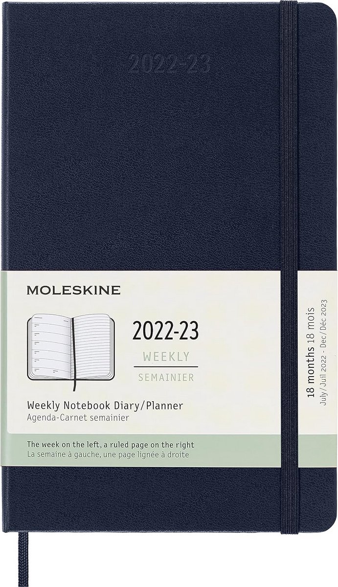 Wekelijkse Planner - Agenda 18 Maanden - Afspraken Bijhouden - Hardcover Elastische Sluiting - Groot 13x21 Cm - Saffierblauw