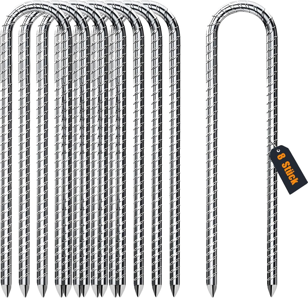 Metalen Haringen Set - Grondankers - Buiten Beveiligen - Verstevigd Staal U-Vorm - 30 cm - Gegalvaniseerd