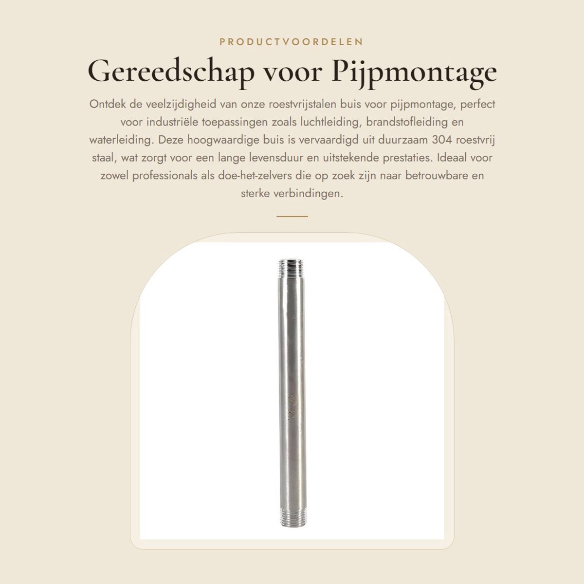 Dailygoods- Pijpmontage Gereedschap Roestvrij Staal 304 - Koppeling Mannelijk/Mannelijk - Schroefdraad - Duurzaam - Corrosiebestendig - Hoogwaardige Materialen - Pijpfitting