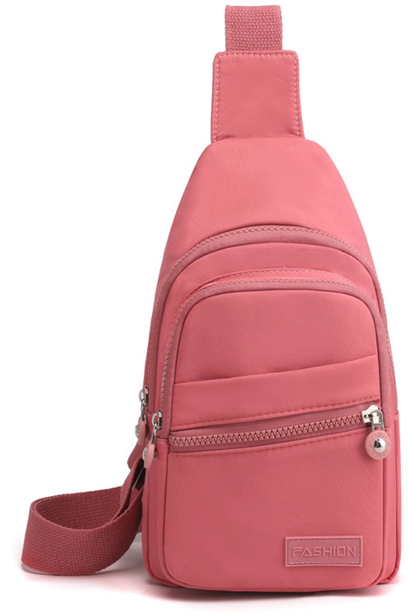 COOAU - Kleine schouder/crossbodytas - 5 opbergvakken en kabelopening - Schoudertas, crossbodytas, heuptas, crossbody - Dames & Heren - Roze