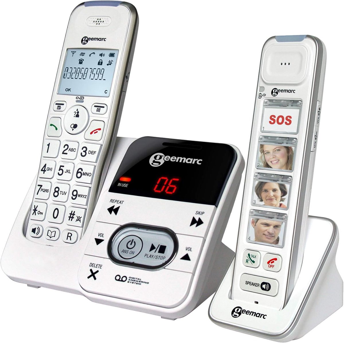 Duo Draadloze Telefoons - Senioren Telefoon - Luider Bellen - Extra Grote Foto Toetsen - 2 Stuks - Wit
