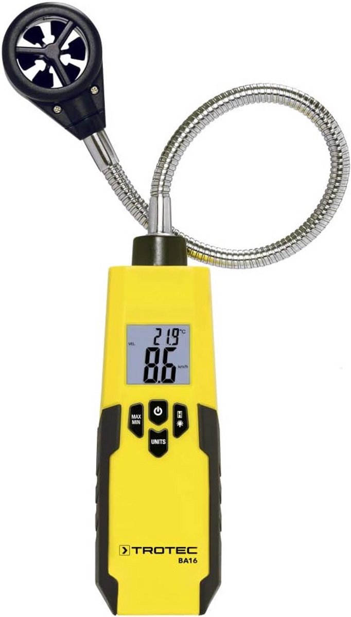 Snelheidsmeter - Luchtmeter - Luchtstroom Meten - Geïntegreerde Temperatuurmeting - 30 m/s - Grijs