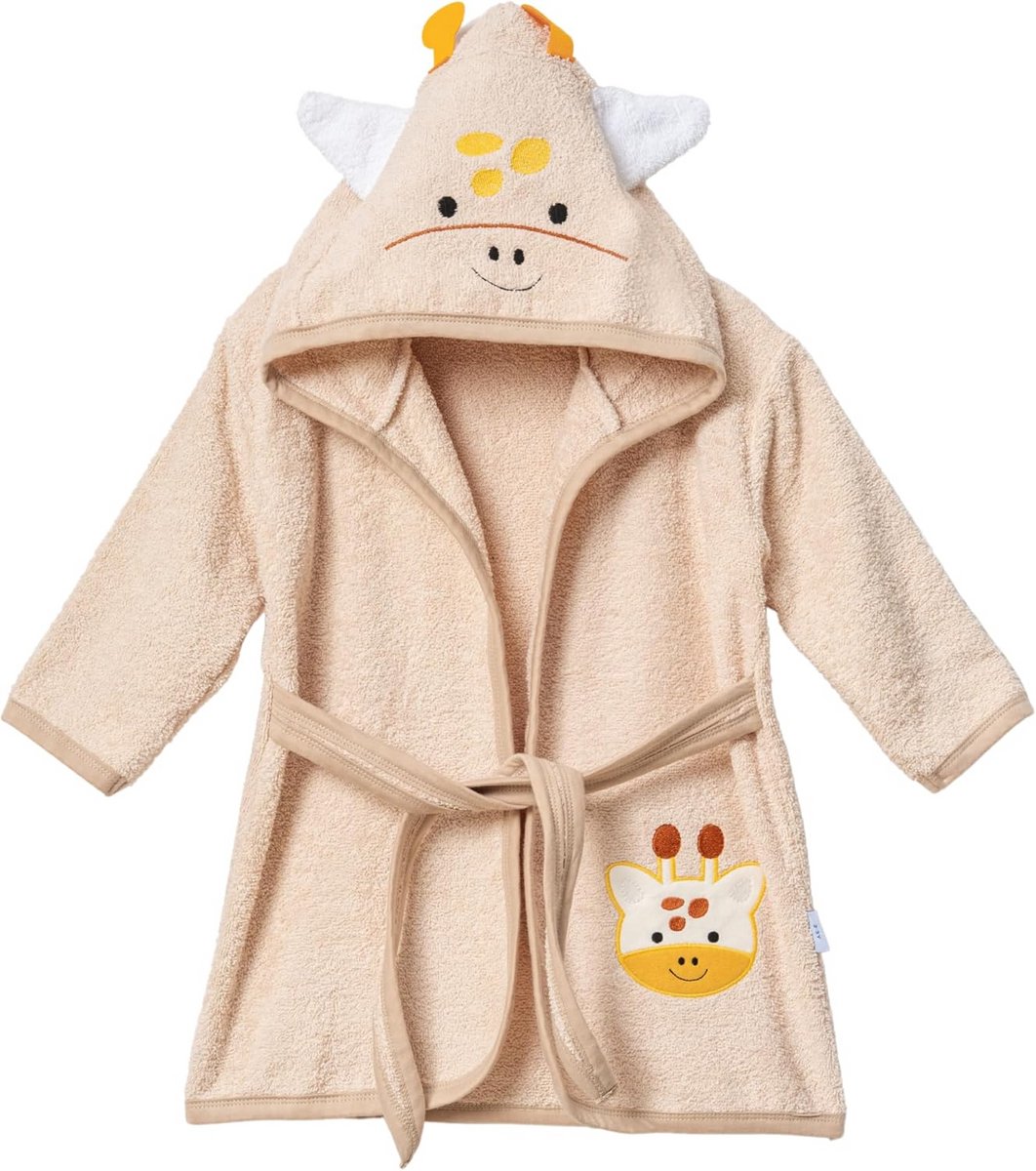 Zachte Katoenen Babybadjas met Giraffenprint en Capuchon