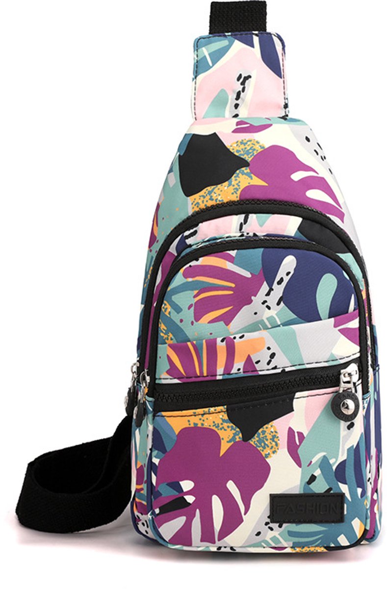 COOAU - Kleine schouder/crossbodytas - 5 opbergvakken en kabelopening - Schoudertas, crossbodytas, heuptas, crossbody - Dames & Heren - Jungle buurt
