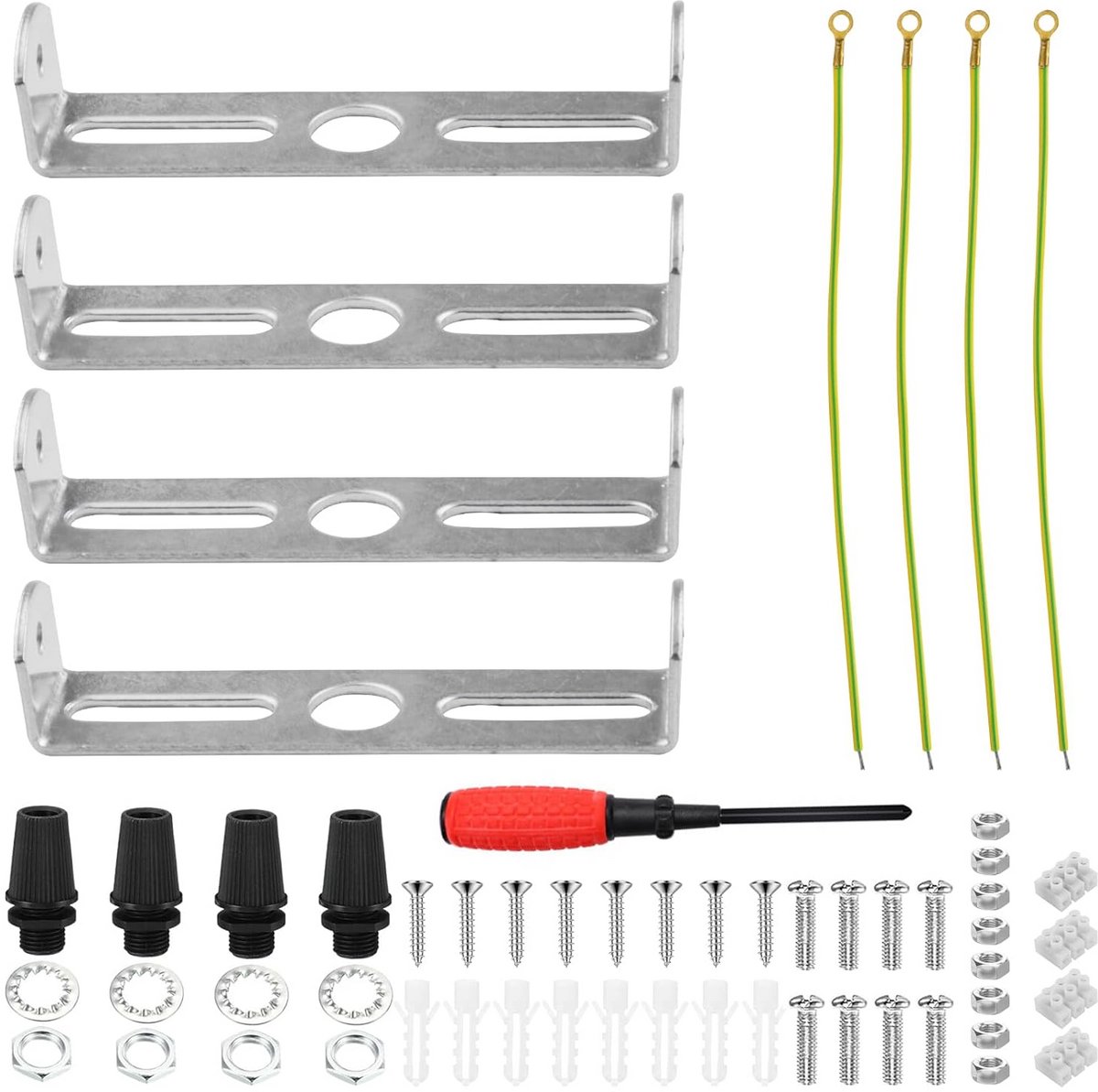 Plafondlamphouder Set - Verlichtingsmontage - Lampen Bevestigen - Compleet Installatiepakket - 95mm 4 Stuks - Zilver