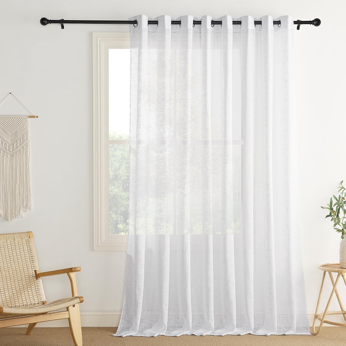 Dailygoods- Gordijnen 254 x 240 cm - Semi-transparant - Met Oogjes - Decoratie - Privacy Bescherming - Ademend Materiaal - Raamdecoratie