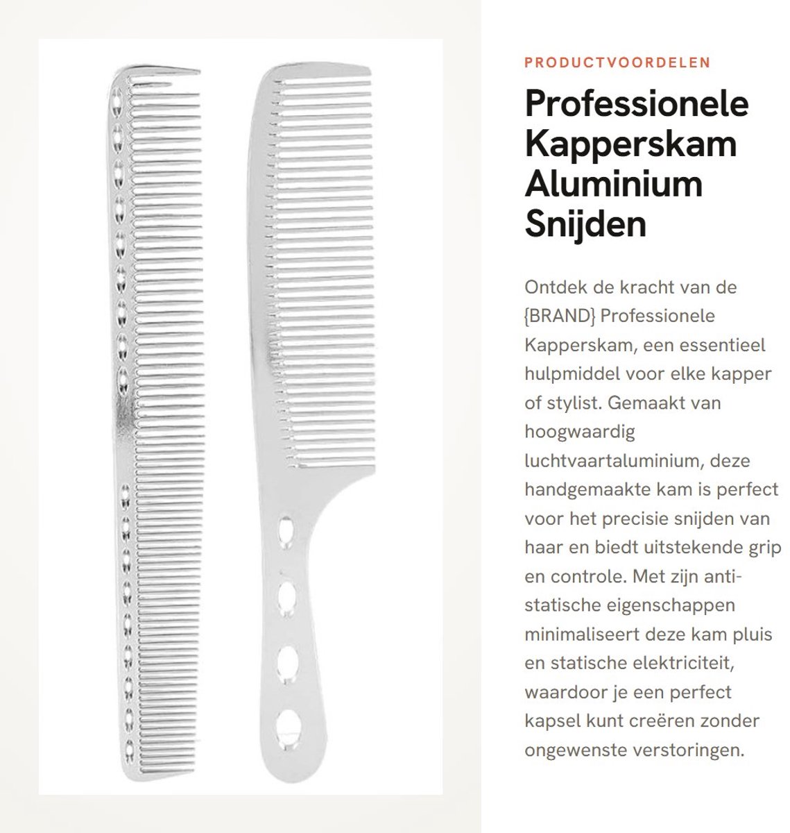 Dailygoods - Professionele Kapperskam - Aluminium Snijden - Handgemaakt - Anti-statisch - Hoogwaardige Haarstyling - Voor Kappers en Stylisten - 2 Stuks
