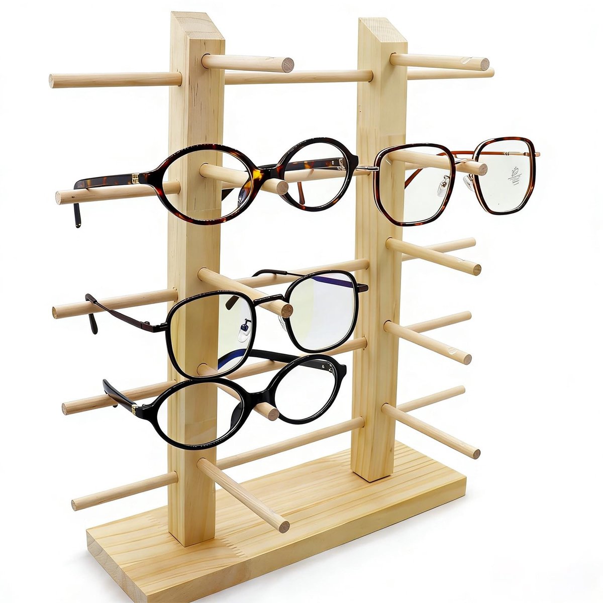 Dailygoods- Brillenstandaard Hoogwaardig - Houten Brilhouder - Zonnebrilstandaard - Presentatie - Opbergen - Robuust en Duurzaam - Brillenhouder
