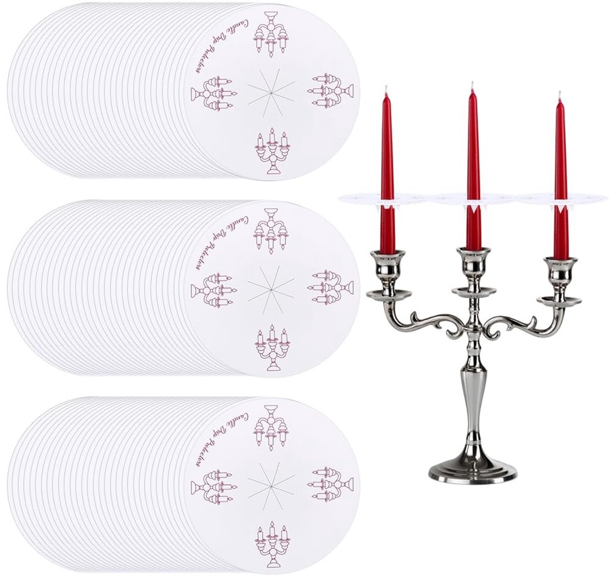 Dailygoods- Kaarsenhouders 200 Stuks - Druppelbescherming - Papier - Kaarsmotief - Wegwerpbaar - Voor diensten bij kaarslicht