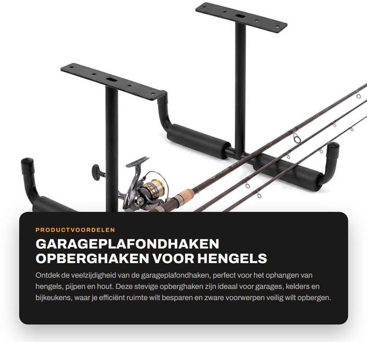 Dailygoods- Opberghaken 2 Stuks - Roestvrij Staal - Draagvermogen 40 kg - Sterk en Duurzaam - Efficiënte Organisatie - Voor Hengels/Pijpen - Opberghaak