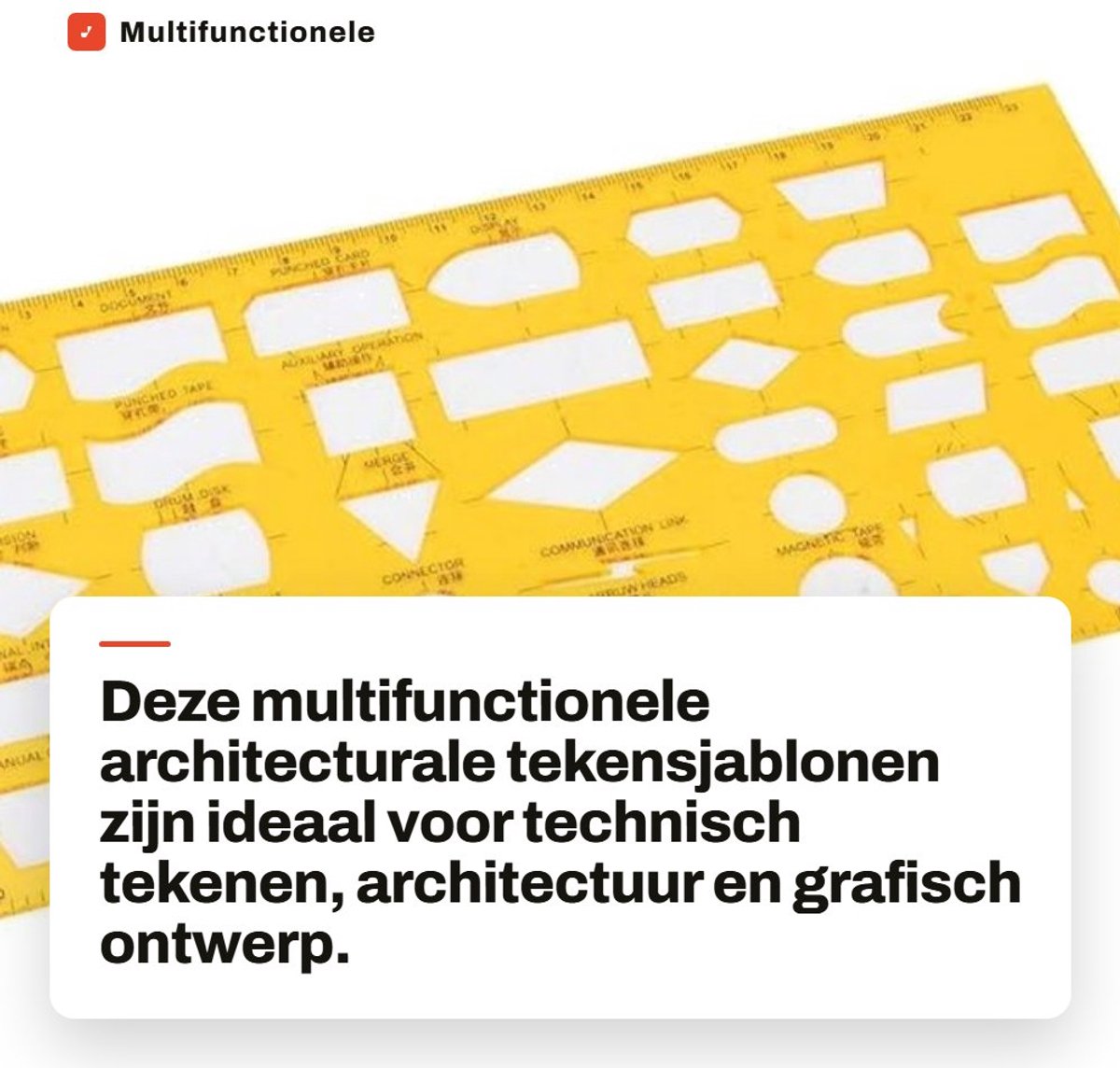 Dailygoods- Tekensjablonen Multifunctioneel - Geometrische Vormen - Kunststof - Voor Kantoor/School - Architecturaal Ontwerp - Duurzaam Materiaal - Tekenliniaal