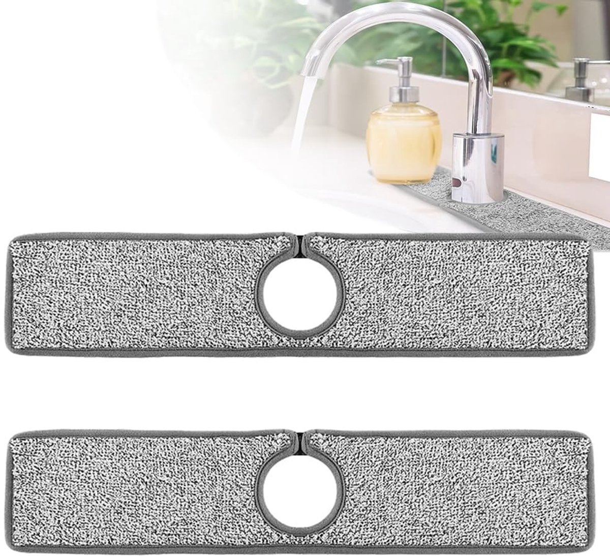 Dailygoods- Absorberend Matje 2 Stuks - Spatwaterdicht - Keuken Gootsteen - Camper - Badkamer - 100% Polyester - 46 x 10 cm - Spatmat