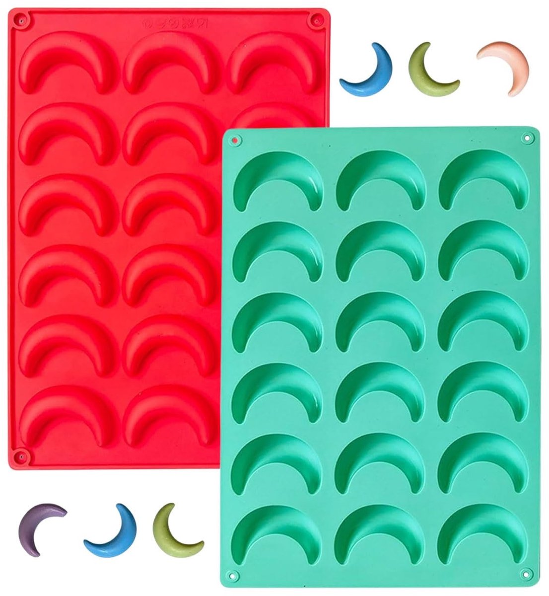 Dailygoods- Bakvorm Siliconen - 2 Stuks - Halve Maan Koekjesvorm - 28x19x1,2 cm - Voedselveilige Materialen - Duurzaam en Zacht