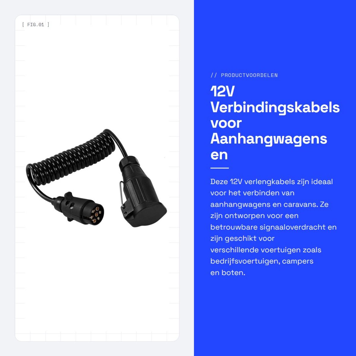 Dailygoods- Verlengsnoer 2 meter - Verbindingskabel - Aanhangwagen/voeding - Adapterdraad - Kunststof - Plug-and-play - Aanhangwagenkabel
