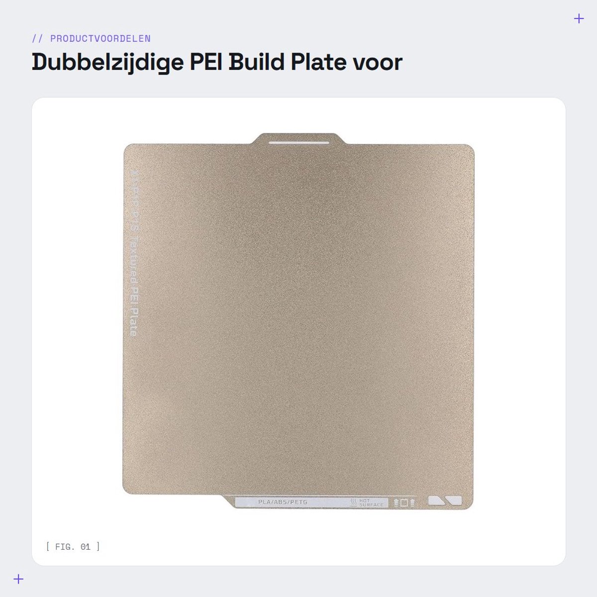 Dailygoods- Build Plate Dubbelzijdig - PEI Plaat - 257x257mm - Geschikt voor P1S - Maximaal 260℃ - Eenvoudig te herstellen - Drukbed