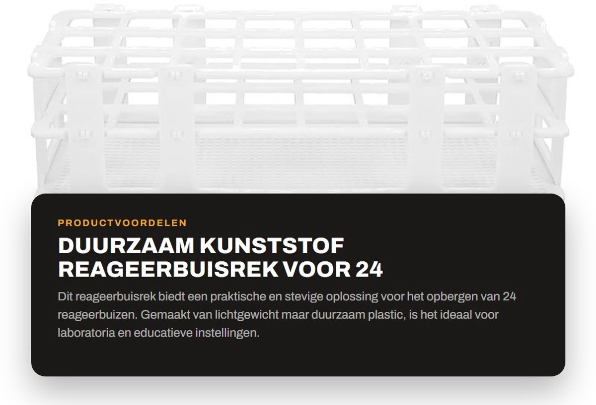 Dailygoods- Reageerbuisrek Duurzaam - Houder voor 24 Buisjes - Afneembare Montage - Lichtgewicht - Drielaags Ontwerp - Eenvoudig Schoonmaken - Laboratoriumrek