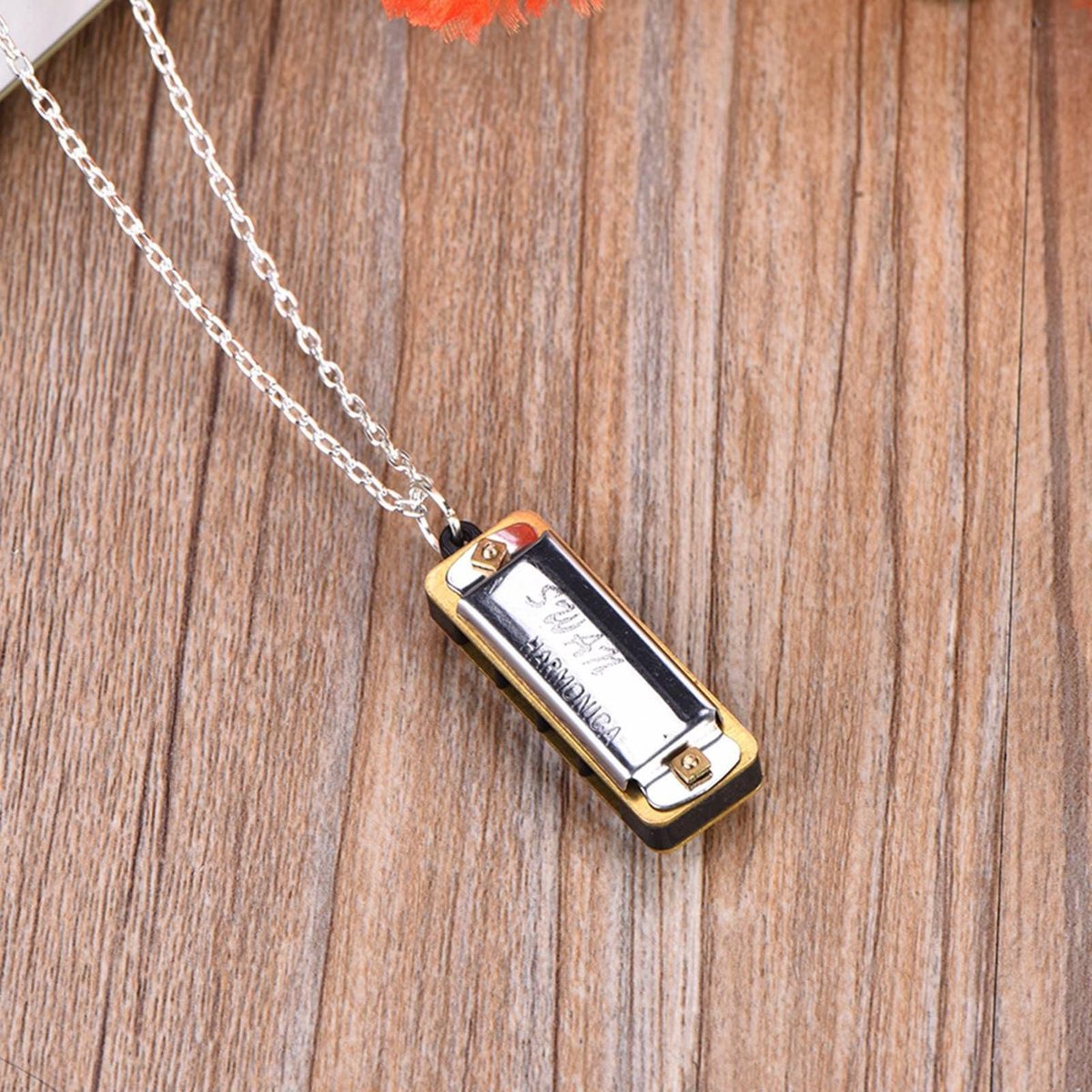 Dailygoods- Mondharmonica Mini 4 Gaten - Muziekinstrument voor Kinderen - Muziekinstrument voor Volwassenen - Draagbare Ketting - Lichtgewicht - Decoratief Gadget
